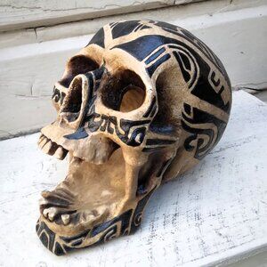 Fun and Spooky WUI Summit Collection Resin Tribal Tattoo Skull Sculpture